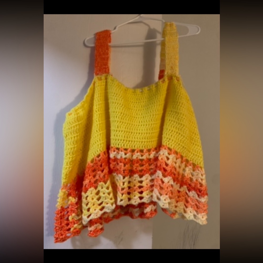 Homemade multi color crochet top